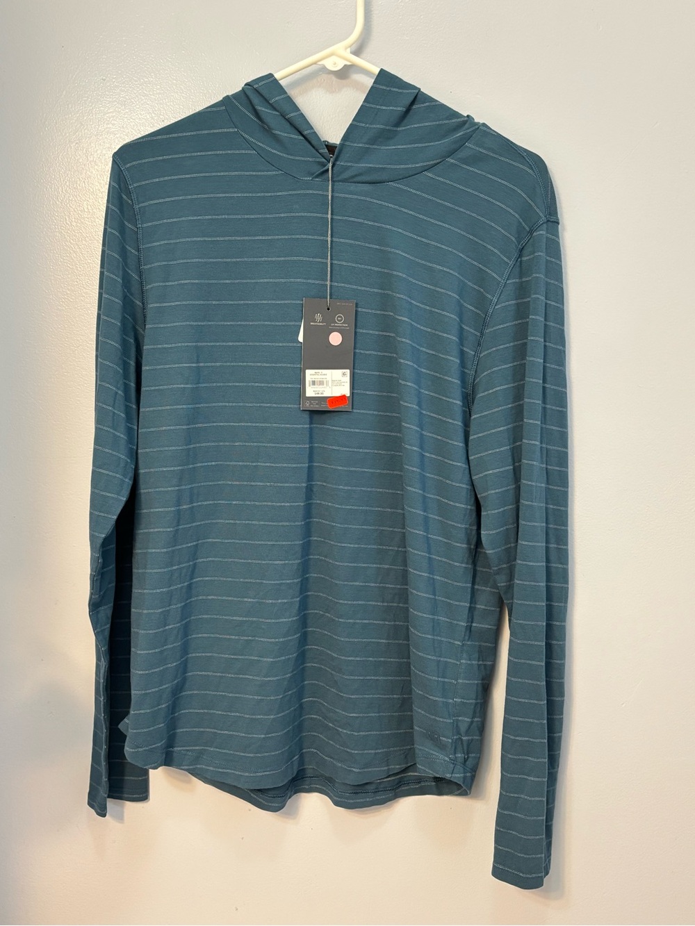 VRST Men's Essential Hoodie Teal Twilight Feeder Stripe Small NWT